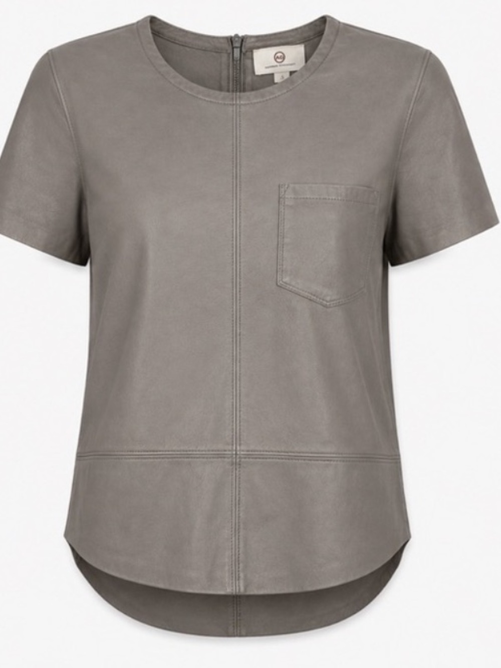 AG Adriano Goldschmied Grey Leather Women's short sleeve Top Sz:S